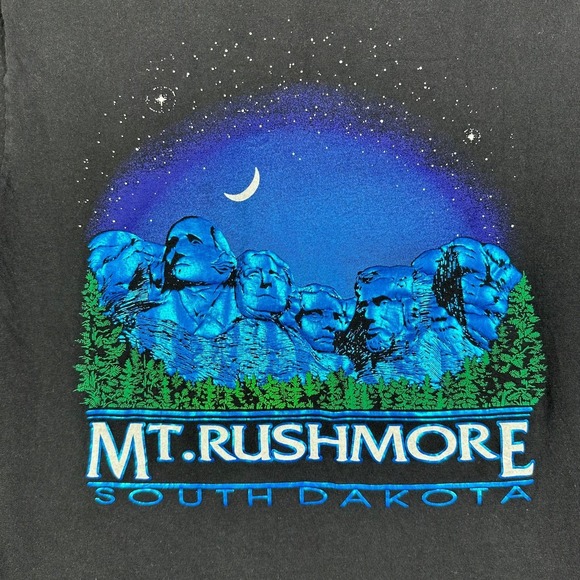VINTAGE 90s Fred Harvey Trading Company Mt Rushmore T-Shirt Mens M Black Graphic - Picture 4 of 6